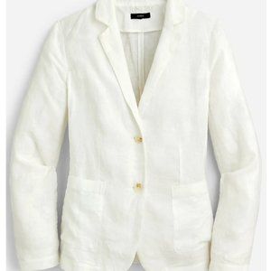 J Crew Jacket Womens 18 Unstructured Long Parke Blazer 100% Linen White NWT
